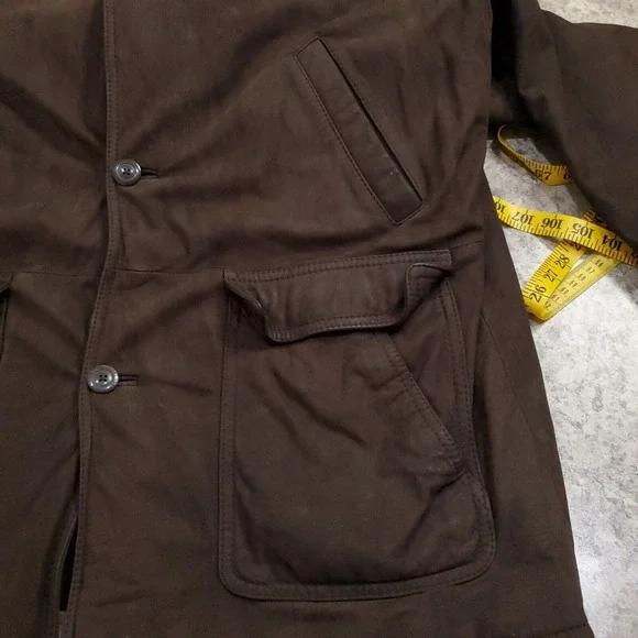 Timberland Weathergear Waterproof Leather Jacket Mens XL Coat Pockets Brown Y2K